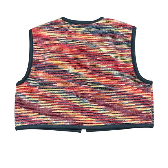 Renata Gasparian knit open front cropped vest one size artsy bohemian rainbow - Picture 4 of 6